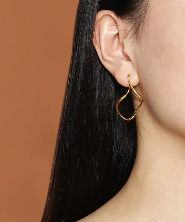 Casual Gold Silver Bending Shape Hoop Earrings