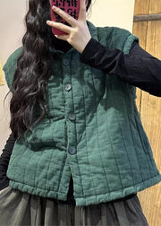 Casual Green Oversized Fine Cotton Filled Vests Winter