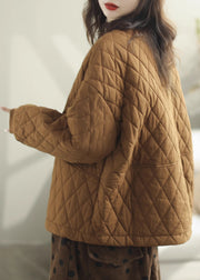 Casual Brown Oversized Warm Fine Cotton Filled Coats Winter