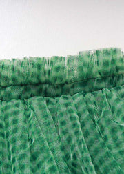 Casual Green Plaid tulle vacation Skirts Spring