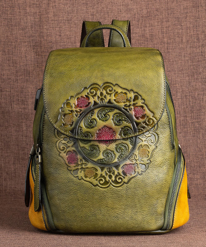 Casual Grey Jacquard Handmade Calf Leather Backpack Bag