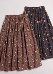 Casual Grey Pockets Print Fall A Line Skirt - SooLinen