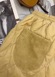 Casual Khaki Corduroy Patchwork Cotton Filled Pants Winter