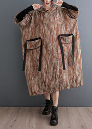 Casual Khaki Oversized Big Pockets Cotton Long Dress Spring