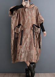 Casual Khaki Oversized Big Pockets Cotton Long Dress Spring