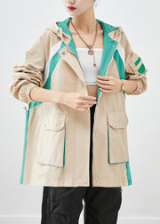 Casual Khaki Oversized Patchwork Applique Cotton Jacket Fall