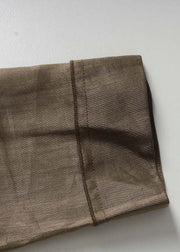 Lässiger khakifarbener Ramie-Mantel mit Patchwork-Knöpfen