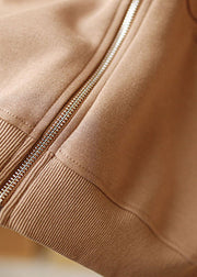 Casual Khaki zippered Pockets Fall Coats Long Sleeve