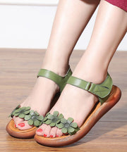 Casual Light Green Floral Sandals For Women Buckle Strap Sandals