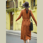 Casual Loose Orange Sweater DrawstringDresses Women Winter Clothes