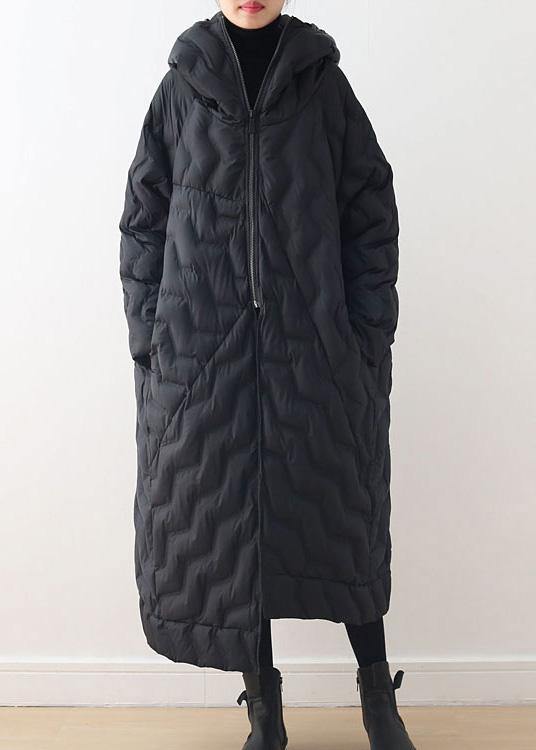 Casual Loose fitting down jacket hooded overcoat asymmetric down coat ...