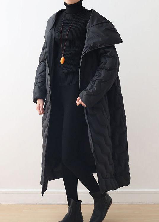 Casual Loose fitting down jacket hooded overcoat asymmetric down coat ...