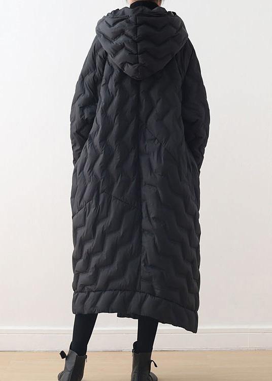 Casual Loose fitting down jacket hooded overcoat asymmetric down coat winter - SooLinen