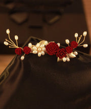 Casual Mulberry Alloy Pearl Rose Hairpin