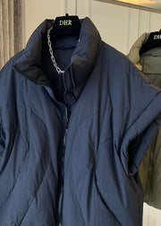 Lässige marineblaue Rollkragen-Taschen mit Reißverschluss Ärmellose Daunenweste für den Winter