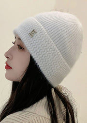 Casual Pink Cashmere Thick Knitted Cotton Bonnie Hat