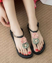Casual Pink Green Flower Lace Up Water Sandals