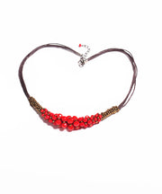 Casual Red Pearl Graduated Bead Necklace