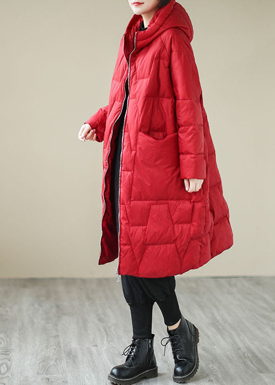 Casual Red Zip Up thick Fine Cotton Filled Coat Winter