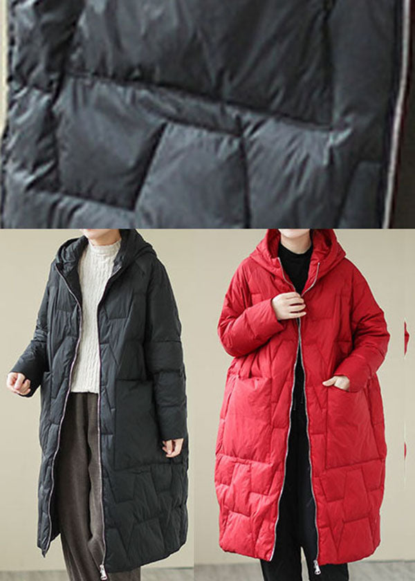 Casual Red Zip Up thick Fine Cotton Filled Coat Winter