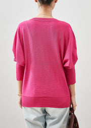 Casual Rose Drawstring Knit Sweater Tops Spring