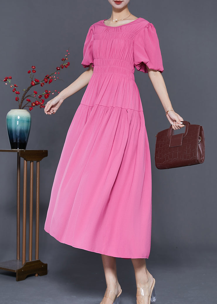 Casual Rose Slim Fit Wrinkled Cotton Holiday Dress Summer