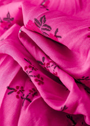 Casual Rose Wrinkled Print Cotton Skirt Summer