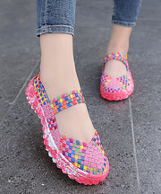 Casual Splicing Flat Shoes For Women Rose Knit Fabric