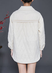 Casual White Oversized Drawstring Duck Down Puffer Jacket Winter