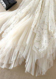 Casual White Sequins asymmetrical design Tulle Skirts Spring