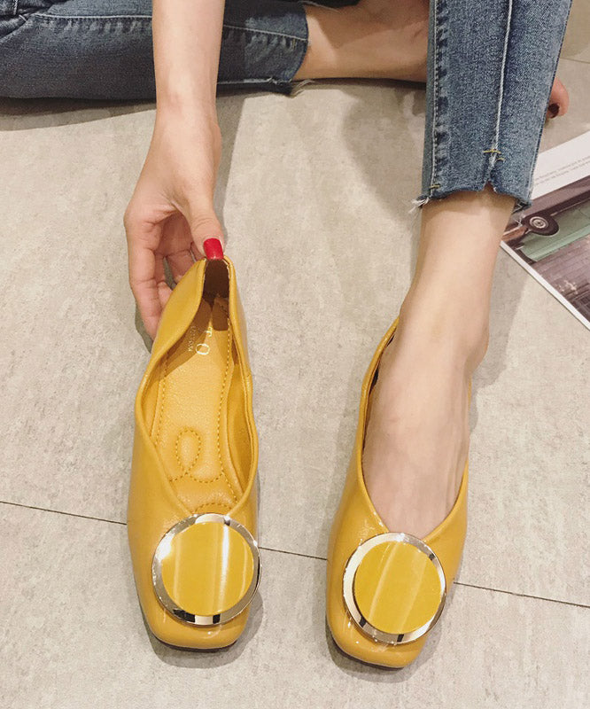 Casual Yellow Faux Leather Splicing Flats Shoes