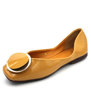 Casual Yellow Faux Leather Splicing Flats Shoes