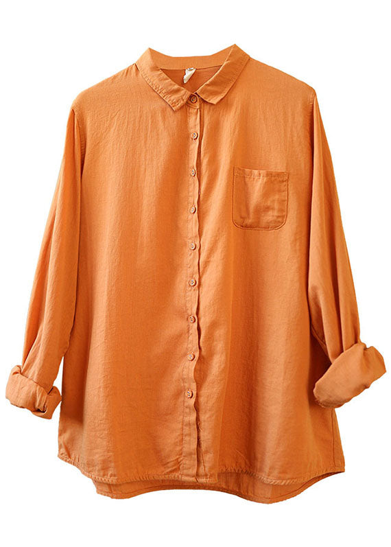 Beiläufige gelbe Taschen-Knopf-Herbst-Langarm-Shirt-Oberteile