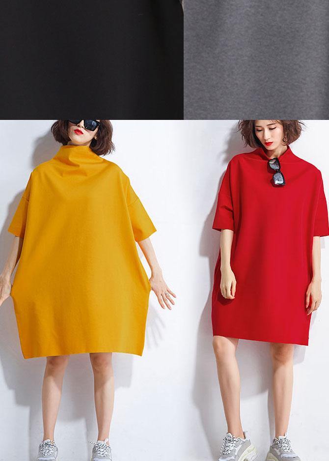 Casual Yellow Pockets Summer Half Sleeve Maxi Dresses - SooLinen
