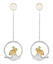 Casual Yellow Sterling Silver xiangyun Rabbit Drop Earrings