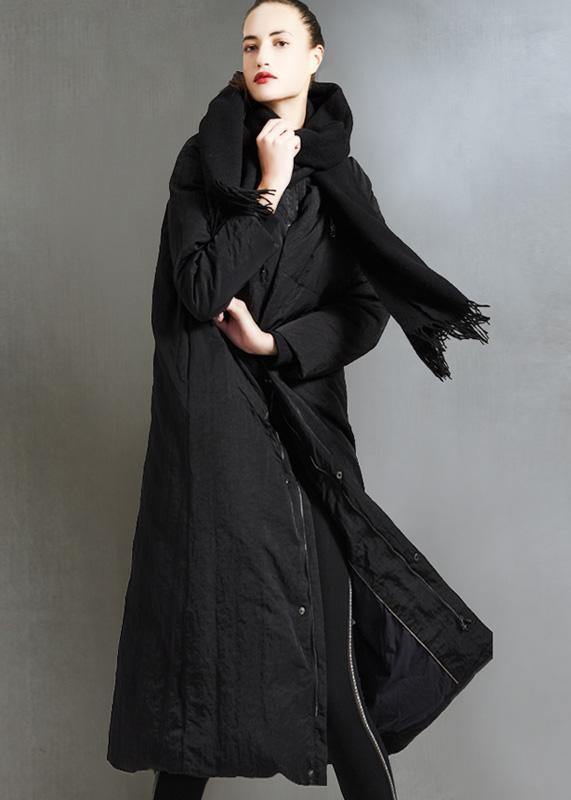 Casual black duck down coat plus size zippered womens parka wild women coats - SooLinen