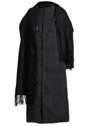 Casual black duck down coat plus size zippered womens parka wild women coats - SooLinen