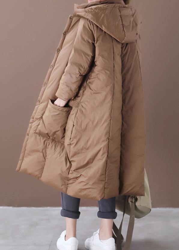 Casual chocolate goose Down coat plus size clothing snow jackets hooded Button Down quality coats - SooLinen