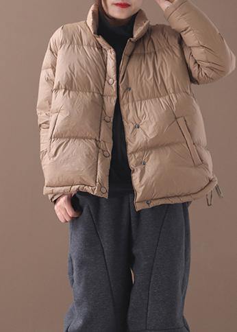Casual chocolate goose Down coat trendy down jacket stand collar drawstring New overcoat - SooLinen