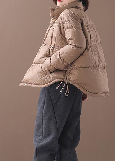 Casual chocolate goose Down coat trendy down jacket stand collar drawstring New overcoat - SooLinen
