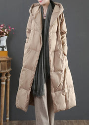 Casual gold down jacket woman oversize womens parka hooded pockets winter outwear - SooLinen