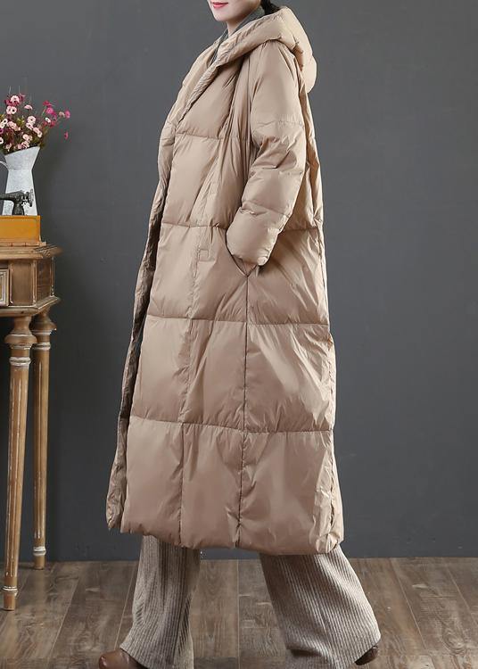 Casual gold down jacket woman oversize womens parka hooded pockets winter outwear - SooLinen