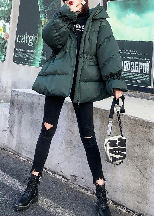 Casual green Parkas for women oversize down jacket winter hooded winter coats - SooLinen