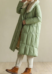 Casual green down jacket woman plus size patchwork down jacket stand collar Fine winter outwear - SooLinen