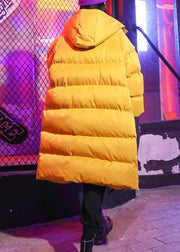 Casual oversized Jackets & Coats coats yellow hooded zippered Parkas - SooLinen