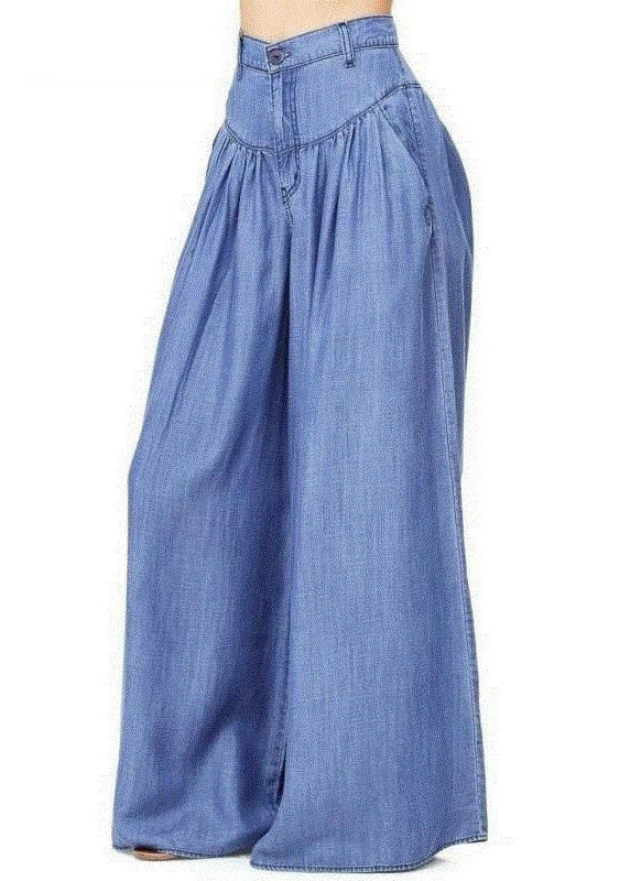 Blue Boho Wide Leg Pants For Women