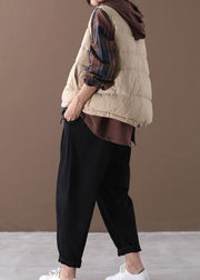 Casual plus size Jackets light yellow stand collar sleeveless women parkas - SooLinen