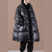 Casual plus size snow jackets outwear black stand collar thick warm winter coat - SooLinen