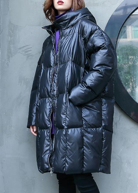 Casual plus size warm winter coat overcoat black hooded zippered Parkas - SooLinen