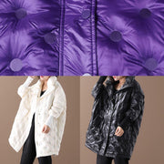 Casual plus size winter jacket winter coats beige stand collar zippered down jacket woman - SooLinen